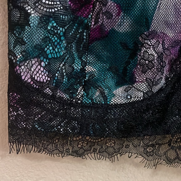 PEARL MARCHESA Dress Floral Black Lace Overlay Corset Mini Slip 0 - Picture 8 of 10